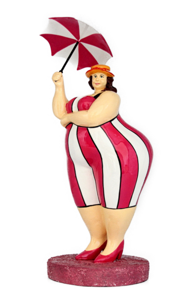 Lady with Umbrella Standing large 33x18cm pink/white color #B